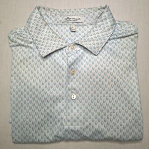 Peter Millar Summer Comfort Blue Geo Skull Performance Jersey Polo Men’s Large